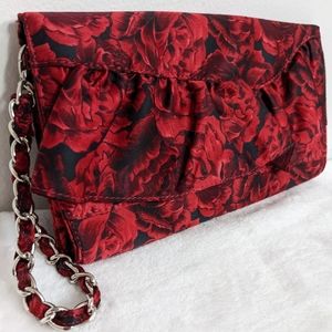 White House Black Market Bold Rose Clutch/ Wristlet
